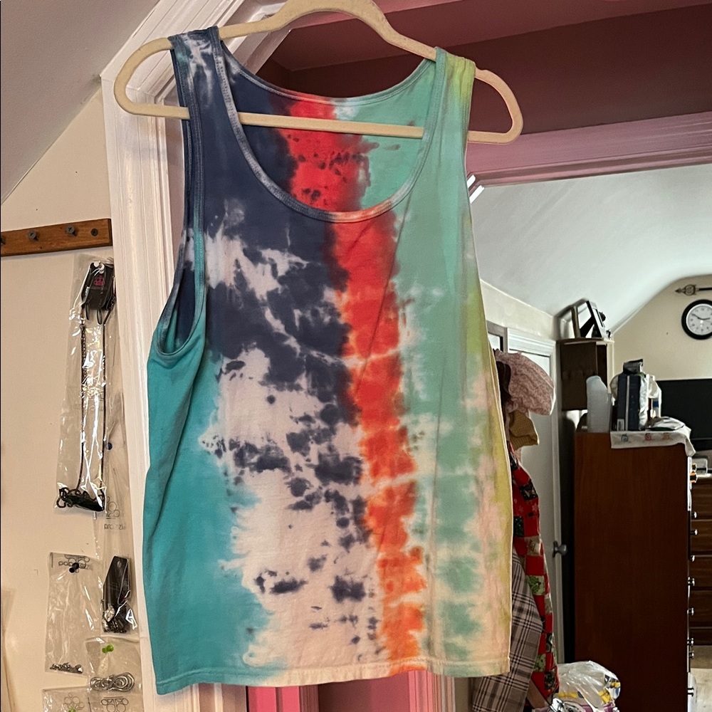 Source Unknown Colorful Tie-Dye Tank Top